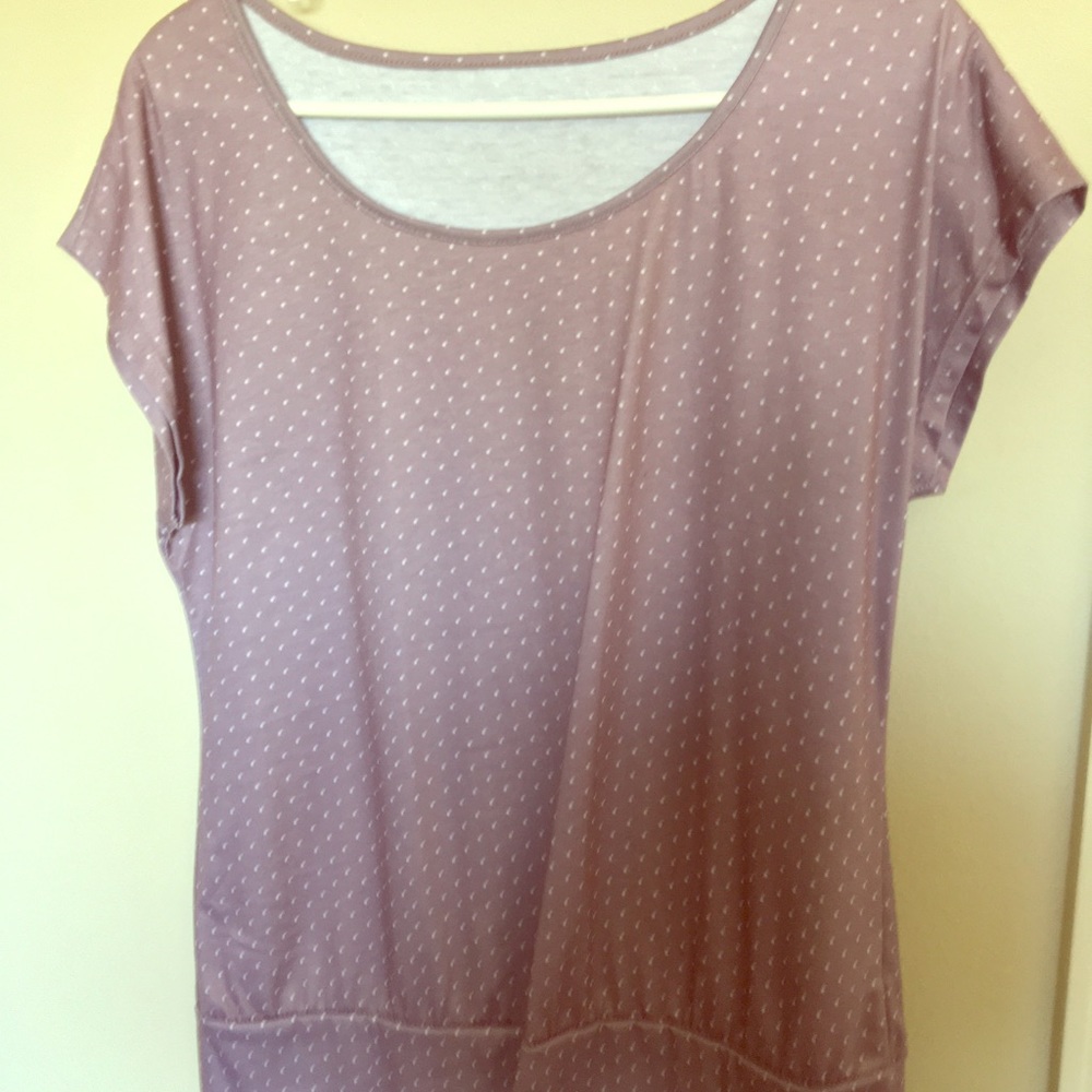 Purple polka dot lightweight scoop neck